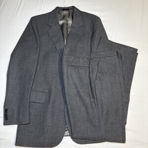 Andre Villard Paris Mens 2 pc 100% Wool Suit & Pants Gray Pinstripe 42L READ